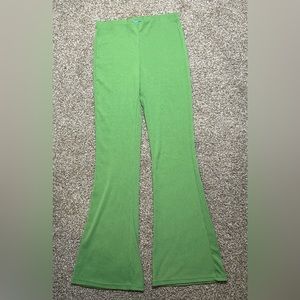 Wide leg green high waisted lounge pants